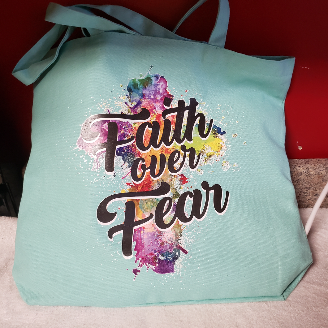 Faith Over Fear Tote Bag, Religious bag